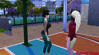 Hinata and her friends cap 4: Madara plays with Videl in a bet to strip, leading to unexpected cum all over her.