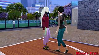 Hinata and her friends cap 4: Madara plays with Videl in a bet to strip, leading to unexpected cum all over her.