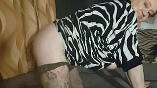 Klaudiaambergirl indulges in a sensual solo masturbation session wearing stockings and lingerie