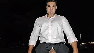 Yuri's horny boss masturbates big cock and cums 😍