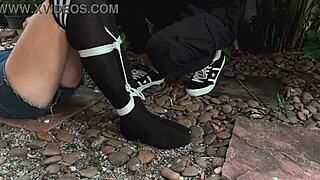 Beauty from the Park Gets Bound in Bondage, Tickled Outdoors While Moaning