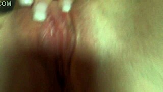 Cute petite 18+ student intensely rubs her wet pussy