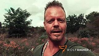 Imagine Mia blowing a big cock outdoors with deepthroat and cum in mouth, it's a full scene from wolfwagner com