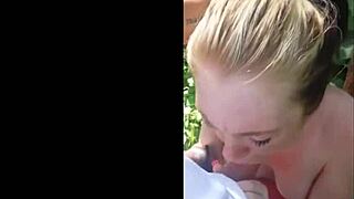 cute tinder girl gives outdoor blowjob in public