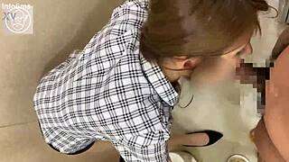 Japanese Babe Shocks with Deepthroat Skills in Office