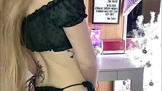 Tiny 411 amateur blonde gags on dildo then makes her little 18+ pussy cum hard