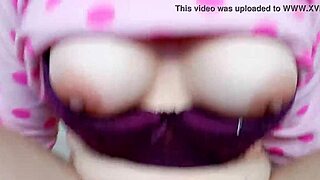 She plays with cock and shows tits, thinking it's house play