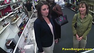 Customer at casting takes a big cock in her hairy pussy. she did it for quick cash in public.