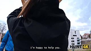 Hot Athlete Picked Up on Street for POV Car Bang with Boyfriend Watching