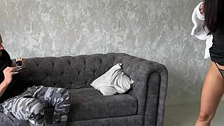 Skinny latina teen tries first rimjob with photographer backstage 😏