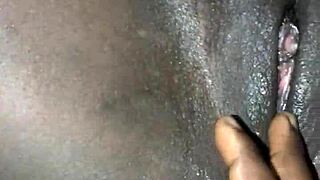 African maid's tight shaved pussy fingered intensely