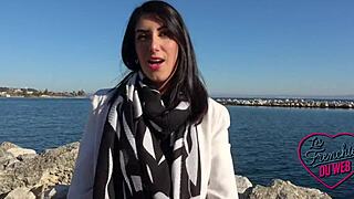 brunette french slut in lingerie teases amateurs