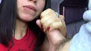 Brunette Latina Slut Sucks Cock In Dorm Close Up