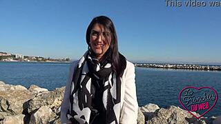 brunette french slut in lingerie teases amateurs