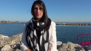 brunette french slut in lingerie teases amateurs