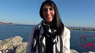 brunette french slut in lingerie teases amateurs