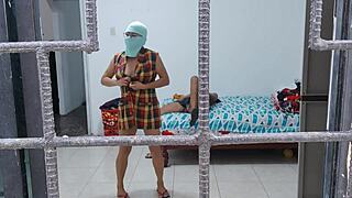 Horny housewives touch each other's buttocks and tits while doing housework