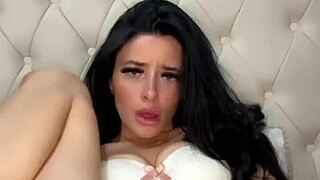 British teen exchange student masturbating alone, reaching orgasm with toys.