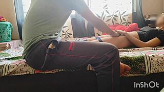 desi bhabhi in red saree seduces servant for having his hard dick in her wet pussy