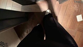 Damn, watch this horny slut jerking off in a nightclub toilet!