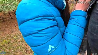 Milf's wet pussy clings to cock during outdoor blowjob cumshot