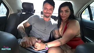 Lucky guy bangs Nicoly Mattos with a car blowjob and raw bedroom action