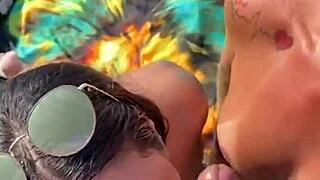 me and my friend craved cock and cum, so we hunted while our husbands drank