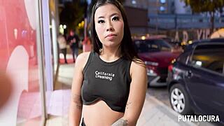 Petite Colombian Lore Hot gets caught and rides big cock bent over