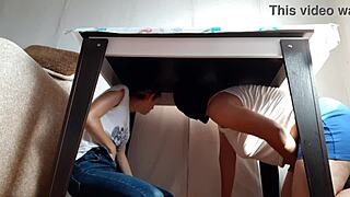 We Sneak Under Table to Masturbate in Miniskirts