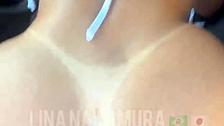 Lina Nakamura RIDES and SUCKS John Coffee's BIG BLACK COCK in parking lot.