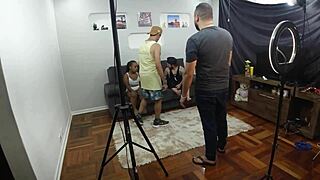 Intriguing Backstage Orgy with Latina Pornstar Fingering and Doggystyle Fucking for Orgasm