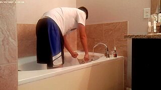 Generally tiding up the bathroom housechore work