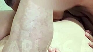 husband enjoys licking wife's shaved pussy at home