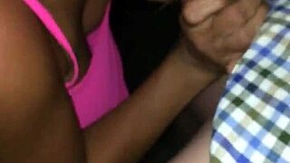 Mature blonde gives blowjob to young cock in public outdoor setting