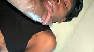 Ebony amateur blows big black cock in pov, monster dick on her face.