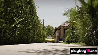 Misty Stone and Nude Teens Wash Car in Snow