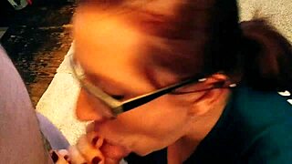 Redhead Wife's Sunday Blowjob in Lingerie