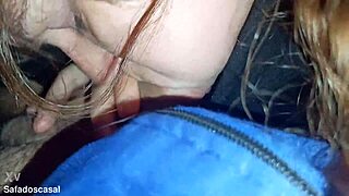 My friend gives blowjob in the car