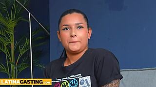 curvy south-American craves sucking a big dick during casting