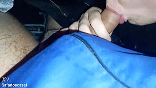 My friend gives blowjob in the car