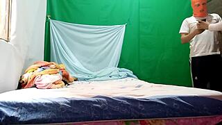 stepfather invites latina milf for masked pajama fun, getting dirty with big ass cowgirl