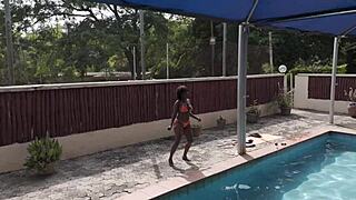 fun at the pool, flower gets her pussy eaten