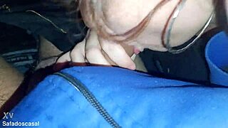 My friend gives blowjob in the car
