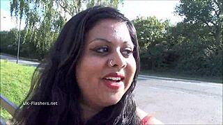 Indian BBW Kiki flashes in public, indulging in risky outdoor masturbation for thrills.