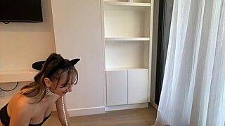 Kitty enjoys her owner's treats and drinks.