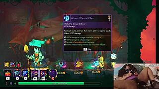 Chubby ebony gamer girl gets fucked with dildo while playing Dead Cells