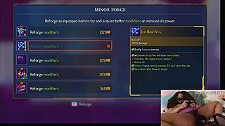 Chubby ebony gamer girl gets fucked with dildo while playing Dead Cells