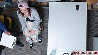 Teen Shoplifter Gets Fucked On Officer's Desk In Shop