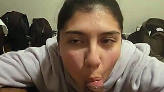 My Girlfriend Gives Quick Blowjob On Cock In Pov