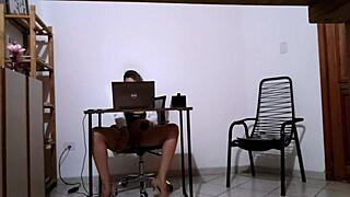 Secretary masturbates alone and then has sex with a client at the law reception